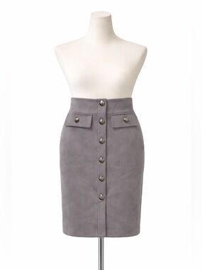 Gray Button-Front Women's Skirt